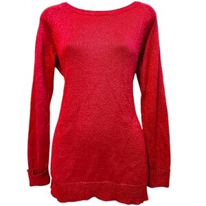 Cupio Women's Red Sparkly Sweater - Size MEDIUM
